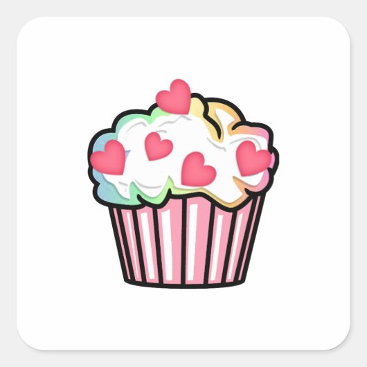 Cupcake Love Vierkante Sticker (Voorkant)