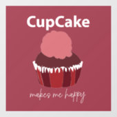 Cupcake Makes Me Happy Restaurant Raamsticker (Vel)