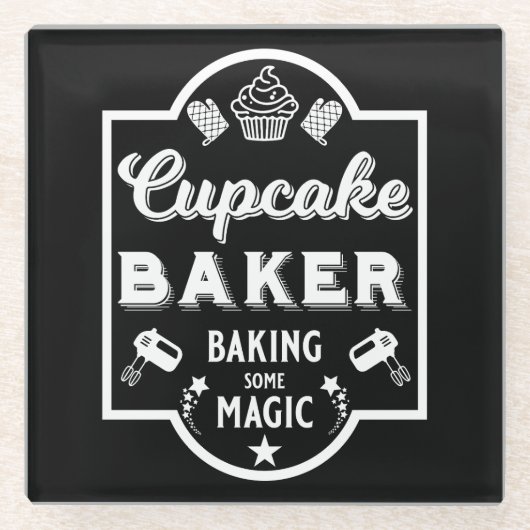 Cupcake Master Baker Glazen Onderzetter (Voorkant)