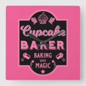 Cupcake Master Baker Vierkante Klok (Voorkant)