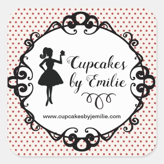 Cupcake meisje silhouet verpakking Stickers (Voorkant)