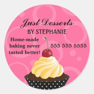 Cupcake met Cherry Bakery Ronde Sticker