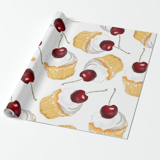 Cupcake met Cherry Cadeaupapier (Uitgerold)