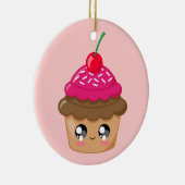 Cupcake met Cherry en Sprinkles Keramisch Ornament (Rechts)