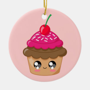 Cupcake met Cherry en Sprinkles Keramisch Ornament