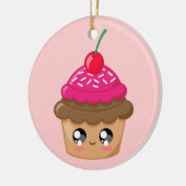 Cupcake met Cherry en Sprinkles Keramisch Ornament (Links)