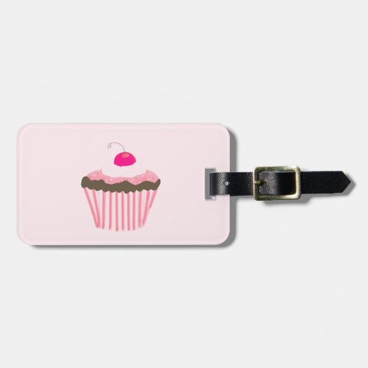 Cupcake Met Kers Bagagelabel (Voorkant horizontaal)