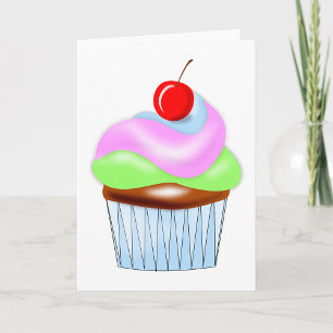 Cupcake met kers op de bovenste Wenskaarten Kaart