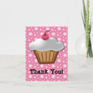 Cupcake met roze kers erop bedankkaart