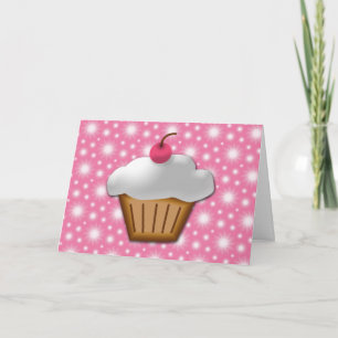 Cupcake met roze kers erop kaart