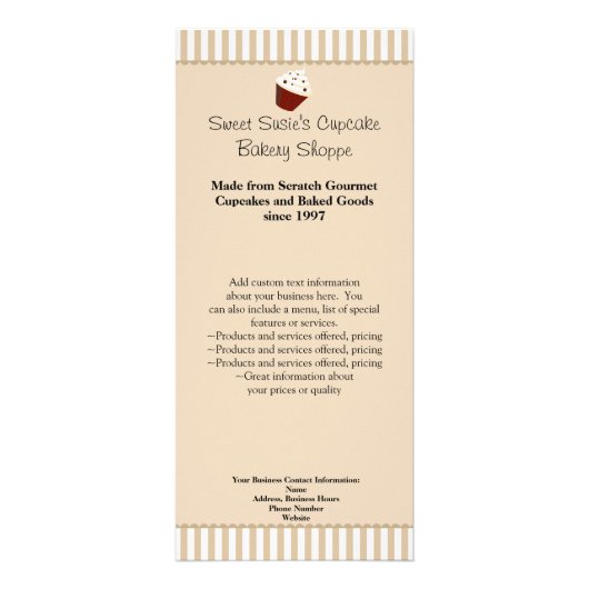 Cupcake met Soft Mocha Stripes Reclamekaart (Voorkant)