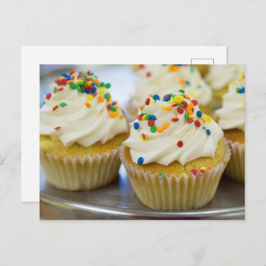 Cupcake met sproinkles briefkaart (Voorkant / Achterkant)