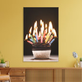 Cupcake met verjaardagskaarsen canvas afdruk (Insitu (Woonkamer))