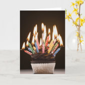 Cupcake met verjaardagskaarsen kaart (Gele Bloem)