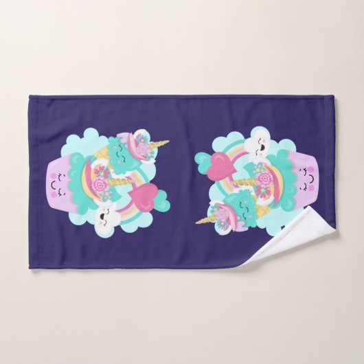 Cupcake mignonne et crème glacée joyeuse (Serviette à main)