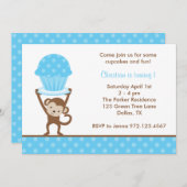 Cupcake Monkey Birthday-uitnodigingen Kaart (Voorkant / Achterkant)