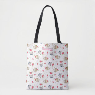 Cupcake Monogram Canvas tas – Sweet Pink Personali