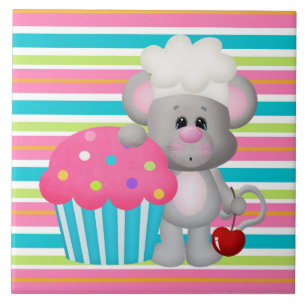 Cupcake Mouse Bakery Cartoon Tile Tegeltje