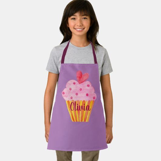 Cupcake NAME bakken apron paarse waterverf Schort (Insitu)