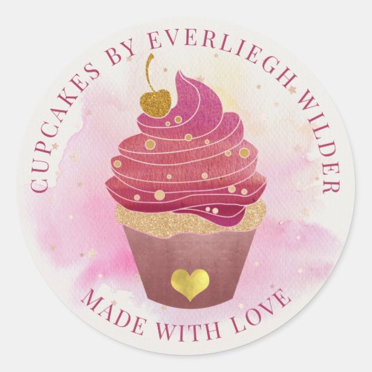 Cupcake (Nederlandstalig ook: cup-cake of mokketaa Ronde Sticker (Voorkant)