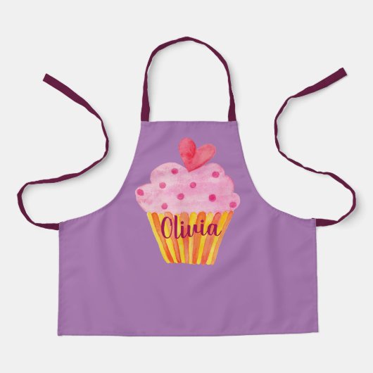 Cupcake NOM tablier de cuisson couleur violet (Recto)
