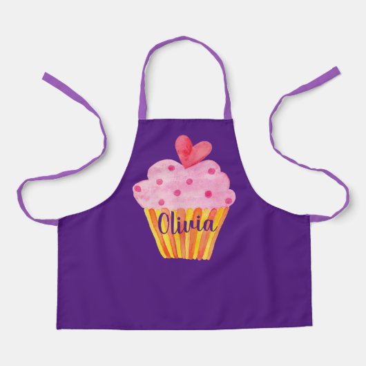 Cupcake NOM tablier de cuisson couleur violet (Recto)