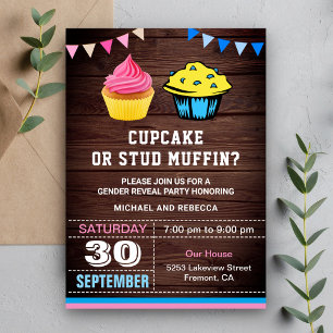 Cupcake of Stoere Muffin Geslacht Onthulling Feest Kaart