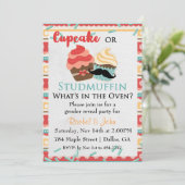 Cupcake of Stud Muffin Baby shower Invitation Kaart (Staand voorkant)