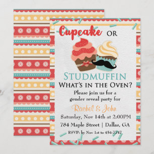Cupcake of Stud Muffin Baby Shower Uitnodiging