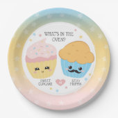 Cupcake of Stud Muffin Gender onthullen Papieren Bordje (Voorkant)