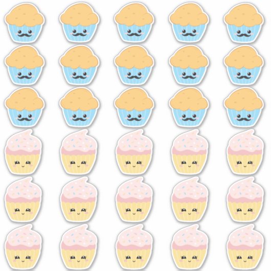 Cupcake of Stud Muffin Gender Reopenbaarmakingsfee Sticker (Voorkant)