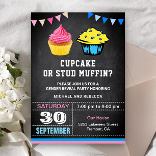 Cupcake of Stud Muffin Geslacht Reveal Feest Kaart