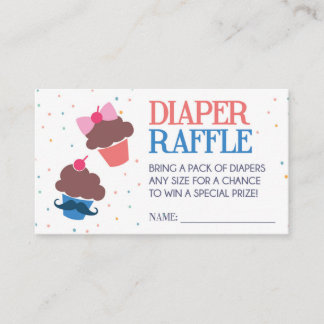 Cupcake of Stud Muffin Luier Raffle Ticket Informatiekaartje