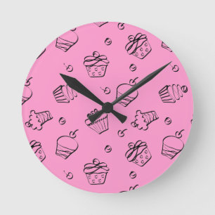 Cupcake omlijnt wandklok ronde klok
