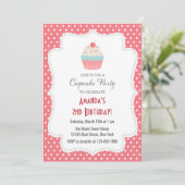 Cupcake Party Birthday Invitation Kaart (Staand voorkant)