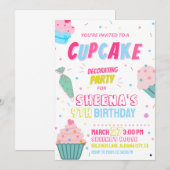 Cupcake Party Décoration Anniversaire Invitation (Devant / Derrière)