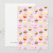 Cupcake Party Flat Wenskaart Kaart (Voorkant / Achterkant)
