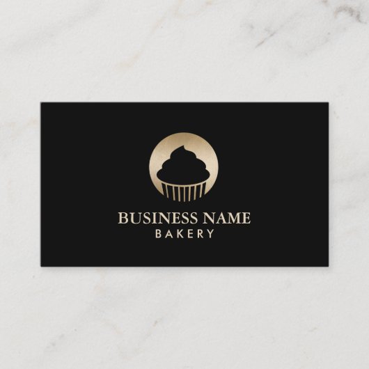 Cupcake Pastry Bakery Chef Black & Gold Visitekaartje (Voorkant)