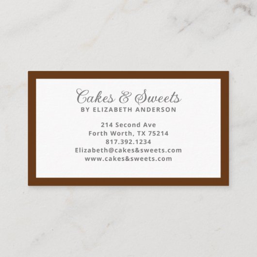 Cupcake Pastry Chef Bakery Visitekaartje (Achterkant)