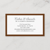 Cupcake Pâtisserie Chef boulangerie Carte de visit (Dos)