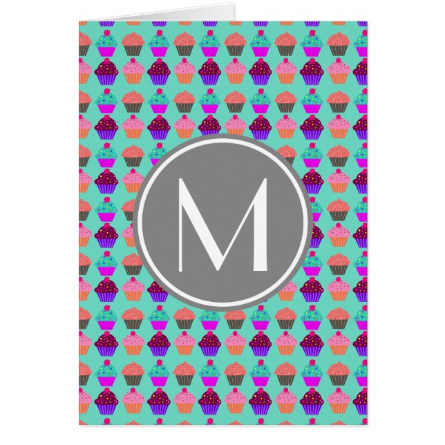 Cupcake Patroon Aangepast Monogram (Voorkant)