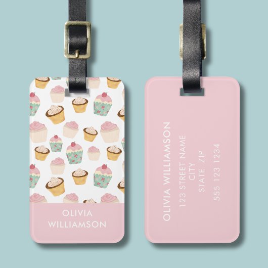 Cupcake Patroon Bagagelabel