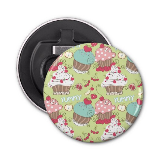 Cupcake-patroon Button Flesopener (Voorkant)
