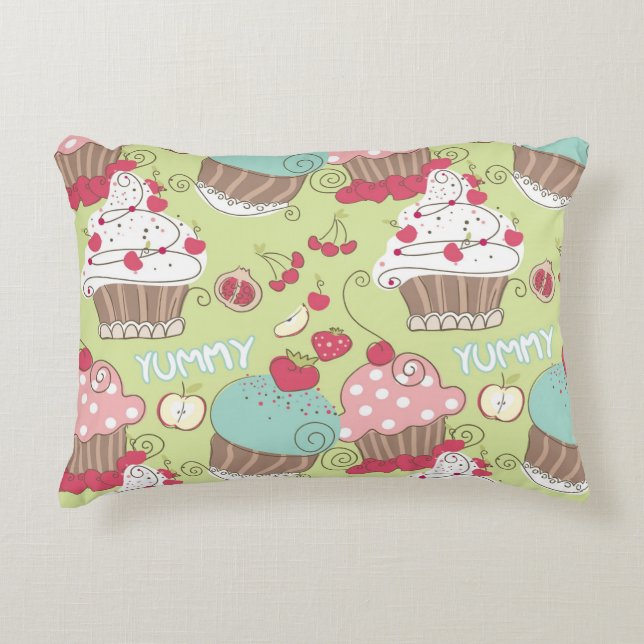 Cupcake-patroon Decoratief Kussen (Voorkant)