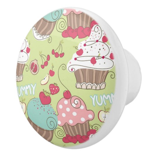 Cupcake-patroon Keramische Knop (Rechts)