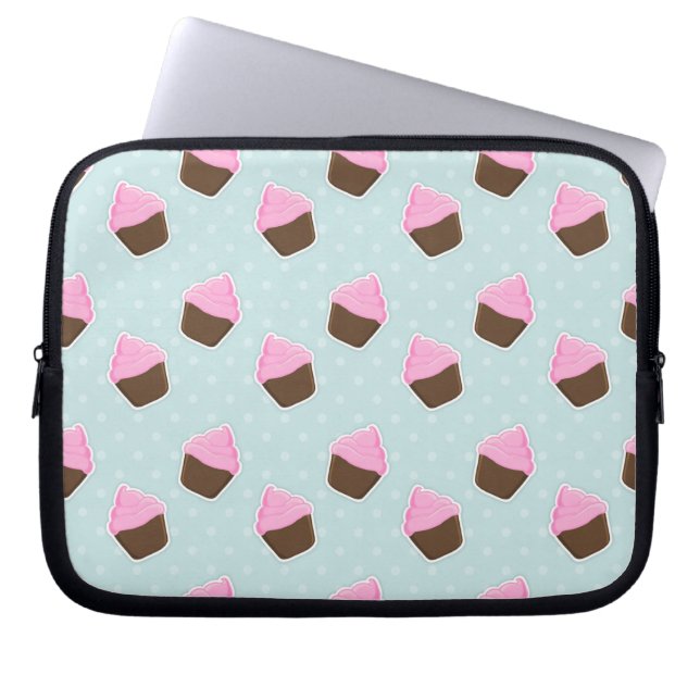 Cupcake-patroon Laptop Sleeve (Voorkant)