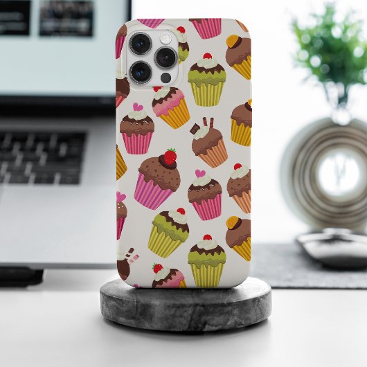 Cupcake patroon, Muffin patroon, Chocolade, Harten Case-Mate iPhone Case
