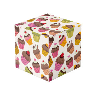 Cupcake patroon, Muffin patroon, Chocolade, Harten Kubus