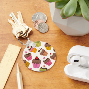Cupcake patroon, Muffin patroon, Chocolade, Harten Sleutelhanger