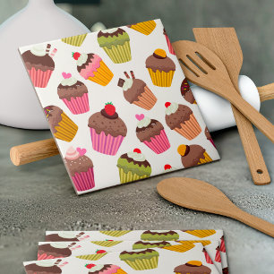 Cupcake patroon, Muffin patroon, Chocolade, Harten Tegeltje